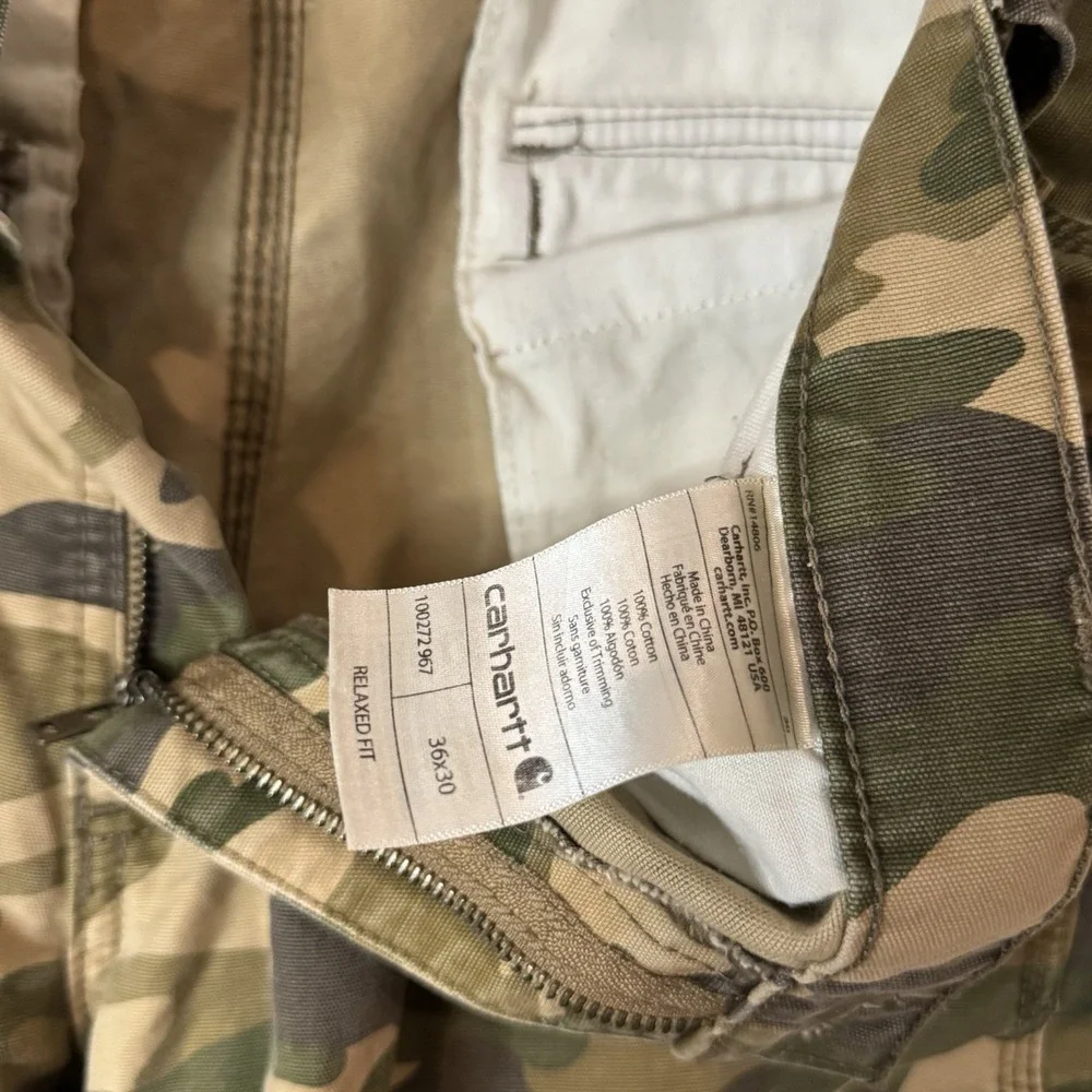 Carhartt Pants Mens 36x30 Camouflage Carpenter Cargo Relaxed Fit Hunting Camo